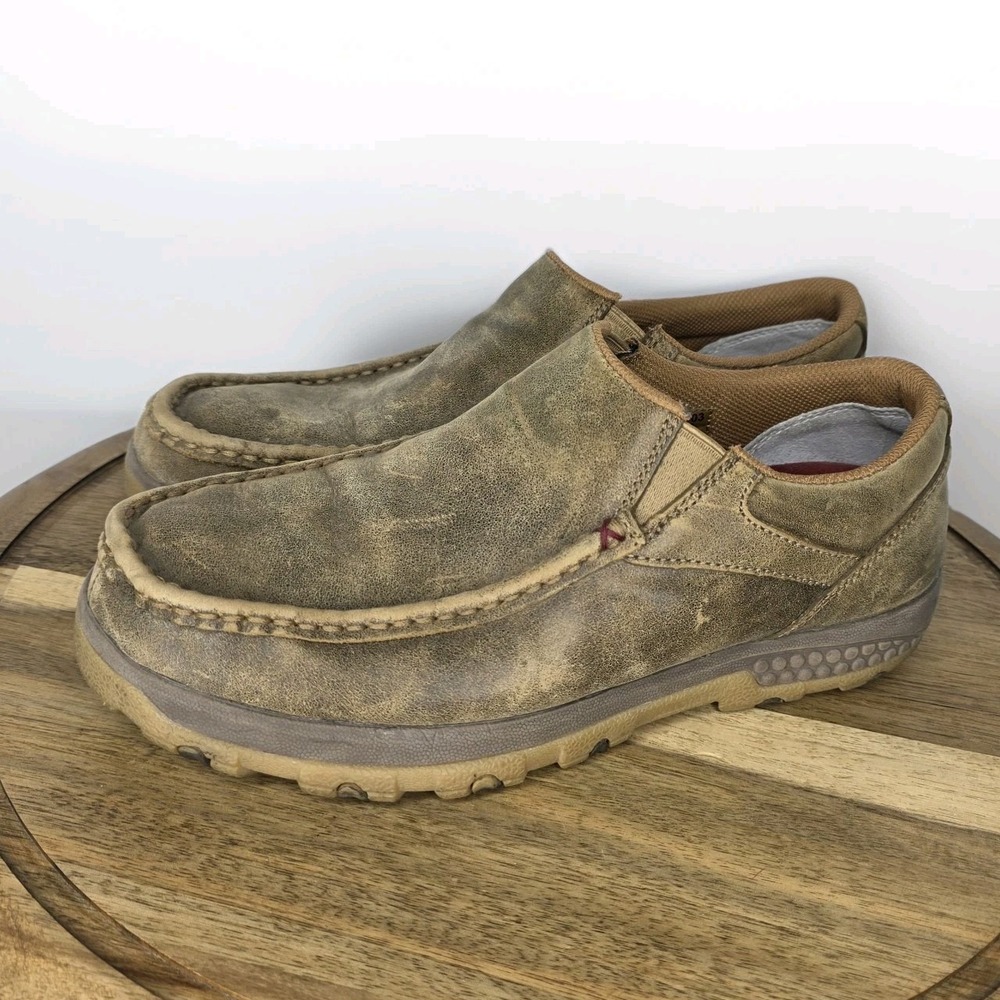 Twisted X Leather Men's 8.5M Slip-On Driving Moc Shoes Brown Cellstretch MXC0003